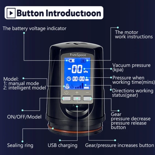LUVWAKE Automatic Vacuum Penis Pump – Waterproof, 4 Suction Modes, LCD Screen & USB Rechargeable - Image 14