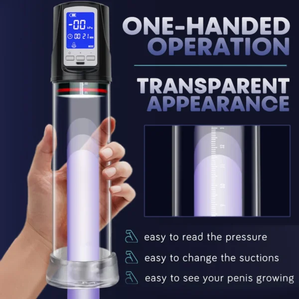 LUVWAKE Automatic Vacuum Penis Pump – Waterproof, 4 Suction Modes, LCD Screen & USB Rechargeable - Image 3