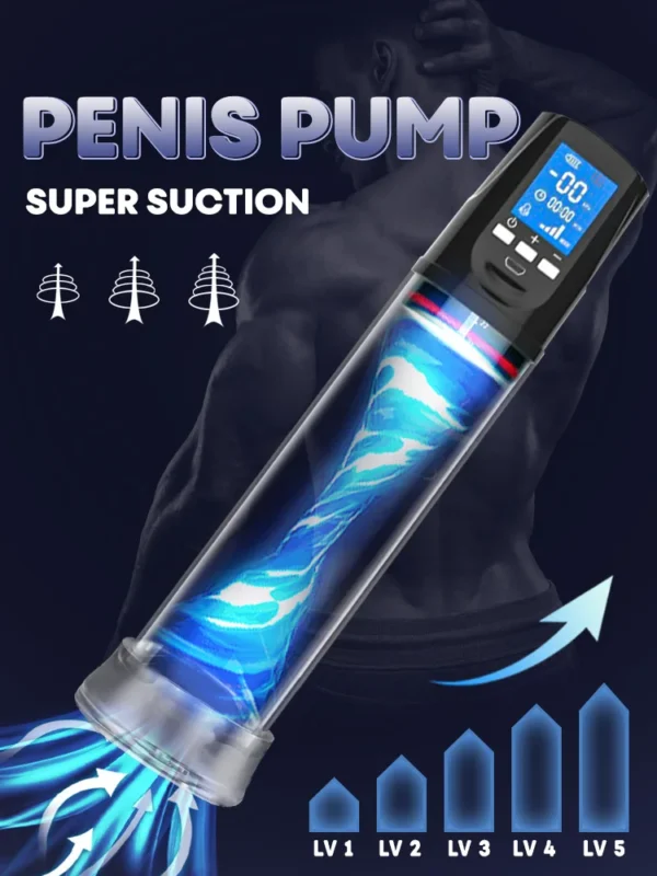 LUVWAKE Automatic Vacuum Penis Pump – Waterproof, 4 Suction Modes, LCD Screen & USB Rechargeable - Image 9